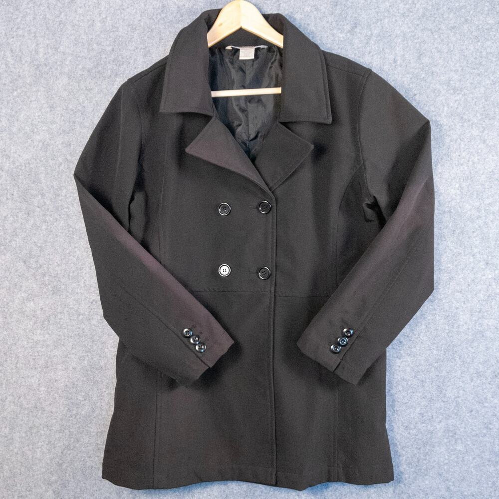 10,000 Ft Above Sea Level Trench Coat Black Softshell Jacket Academia Women's M